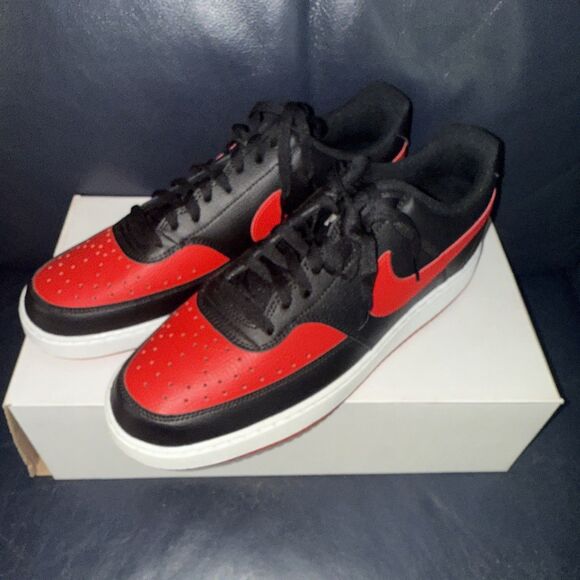Nike COURT VISION LO NN Shoes Mens 11.5 Black University Red White FJ0685 010